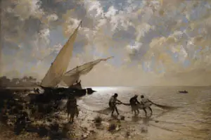 Fishermen by a Lake in Egypt