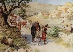 David Fleeing From Jerusalem Cursed by Shimei